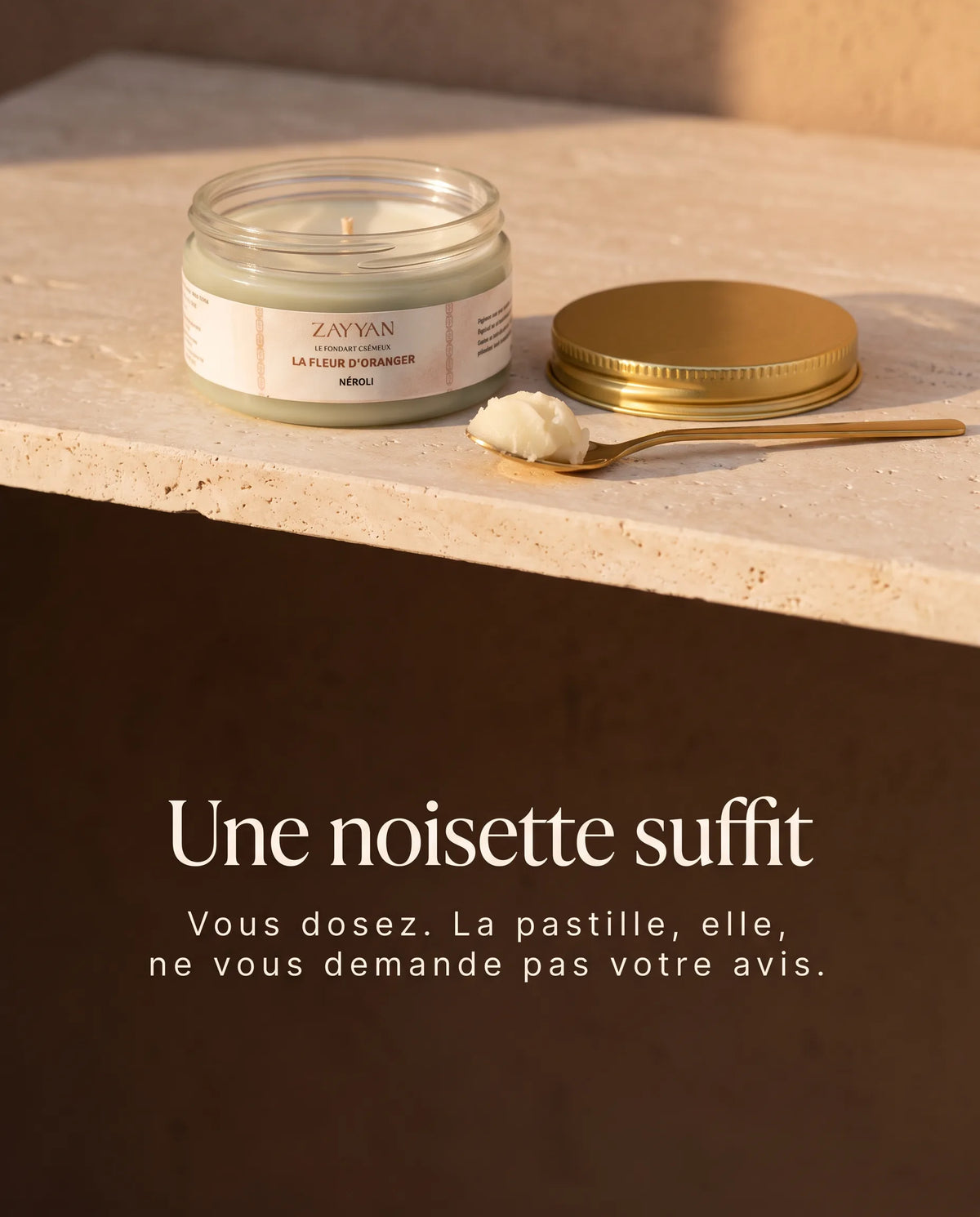 Dosage modulable du fondant parfumé crémeux, une noisette suffit