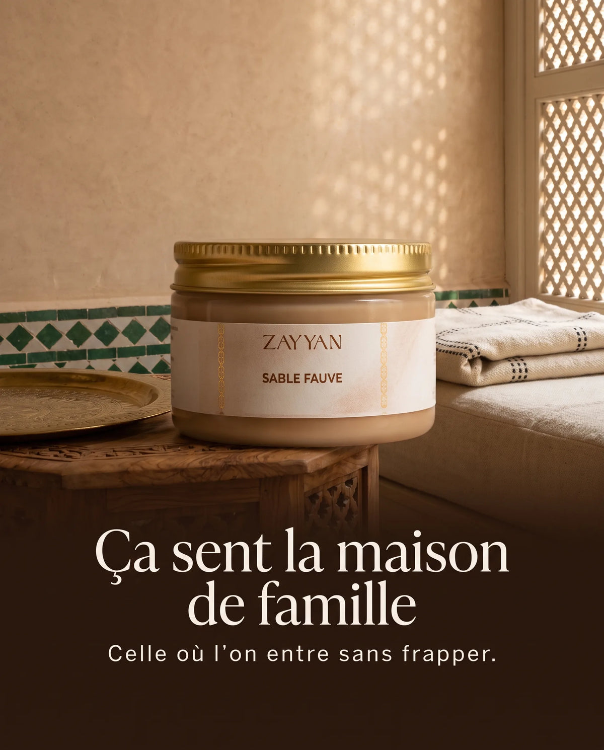 Fondant crémeux Sable Fauve dans un intérieur marocain beldi chic