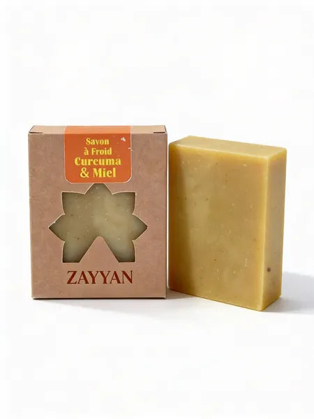Savon au curcuma & miel - Saponifié à froid, artisanal