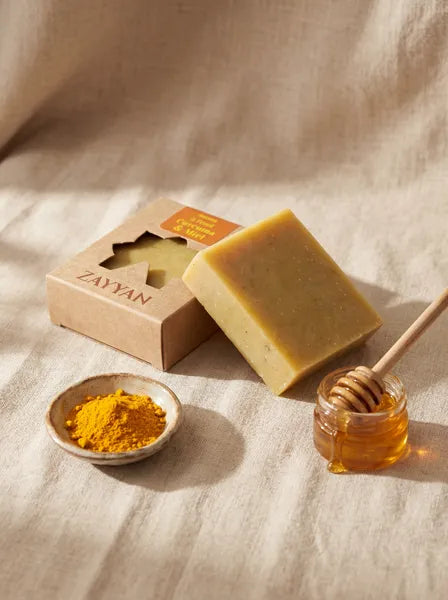 Savon au curcuma & miel - Saponifié à froid, artisanal