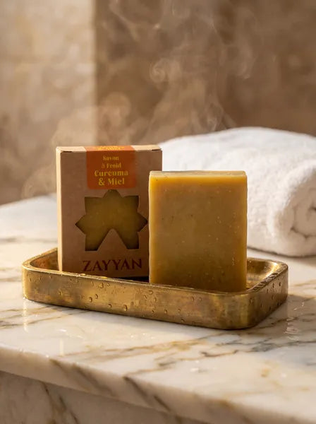 Savon au curcuma & miel - Saponifié à froid, artisanal