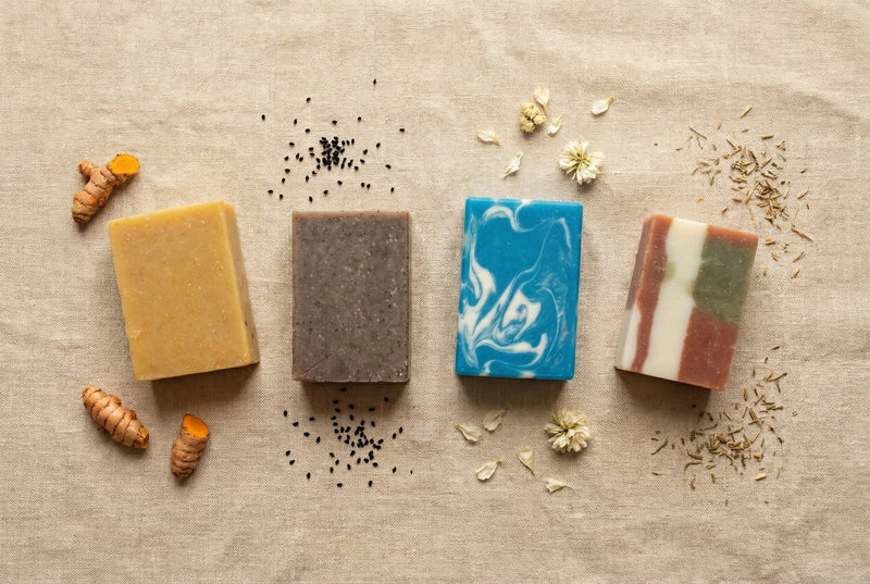Quatre savons, quatre actifs naturels