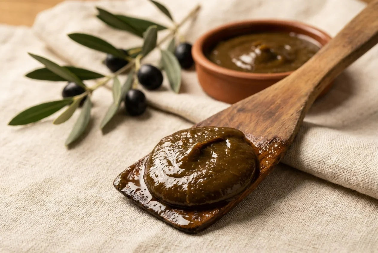 préparation artisanale de savon beldi noir marocain