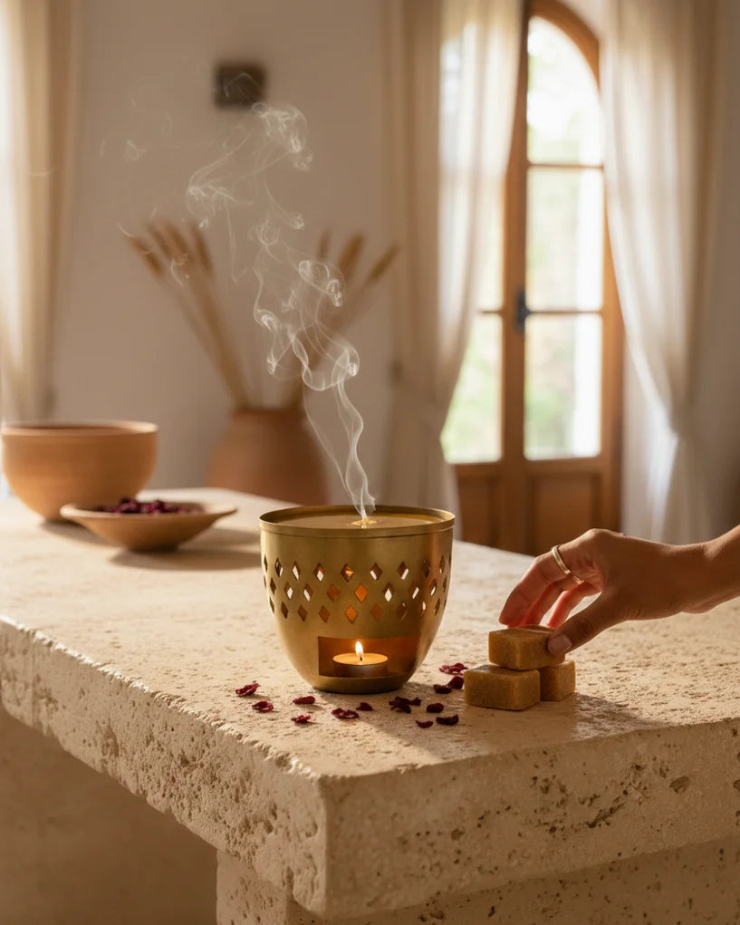 Brûleur de parfum artisanal — Cuivré, blanc ou rose