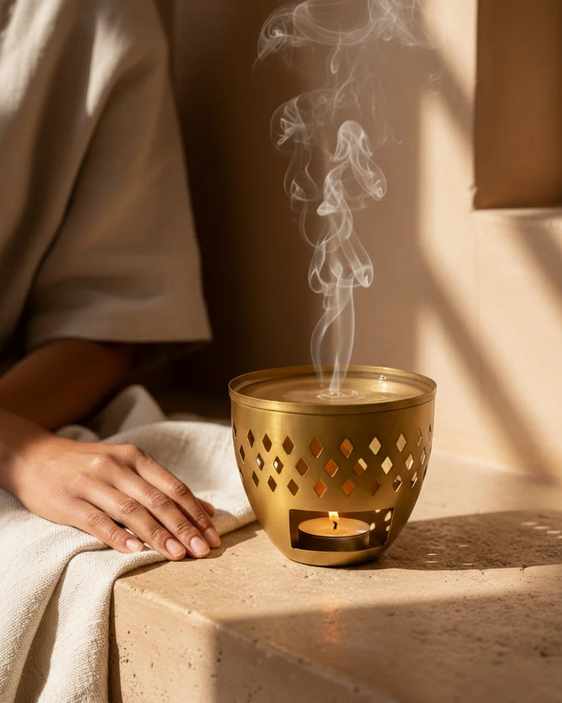 Brûleur de parfum artisanal — Cuivré, blanc ou rose