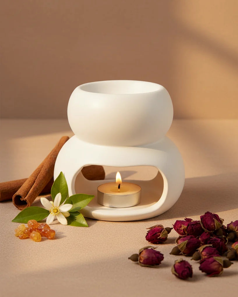 Brûleur de parfum artisanal — Cuivré, blanc ou rose