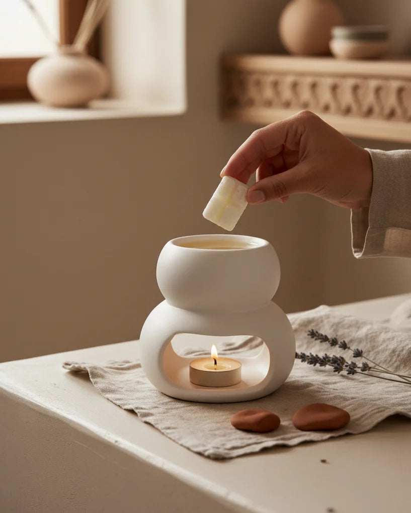 Brûleur de parfum artisanal — Cuivré, blanc ou rose