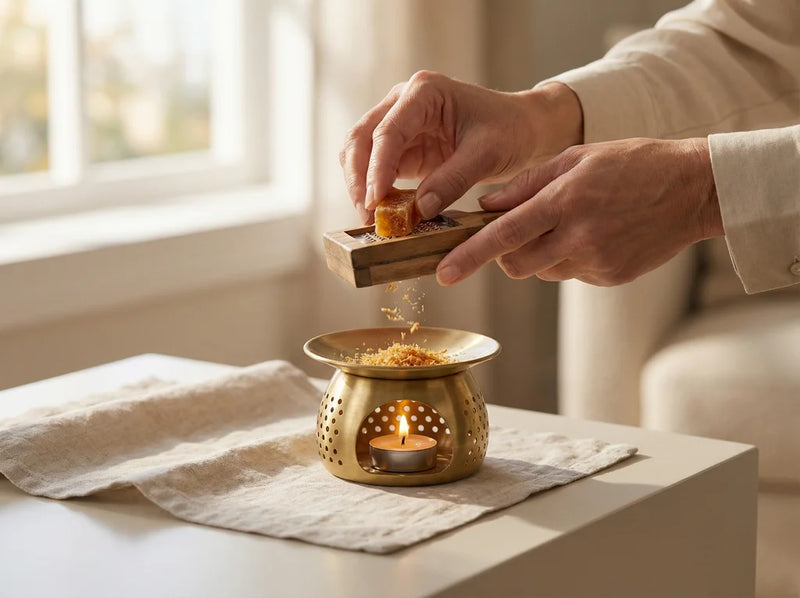 Râpe en bois artisanale pour carrés d'ambre fondants — utilisation