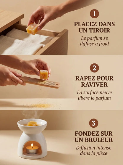 Carré d'ambre fondant - Trio de 3 parfums d'intérieur artisanaux