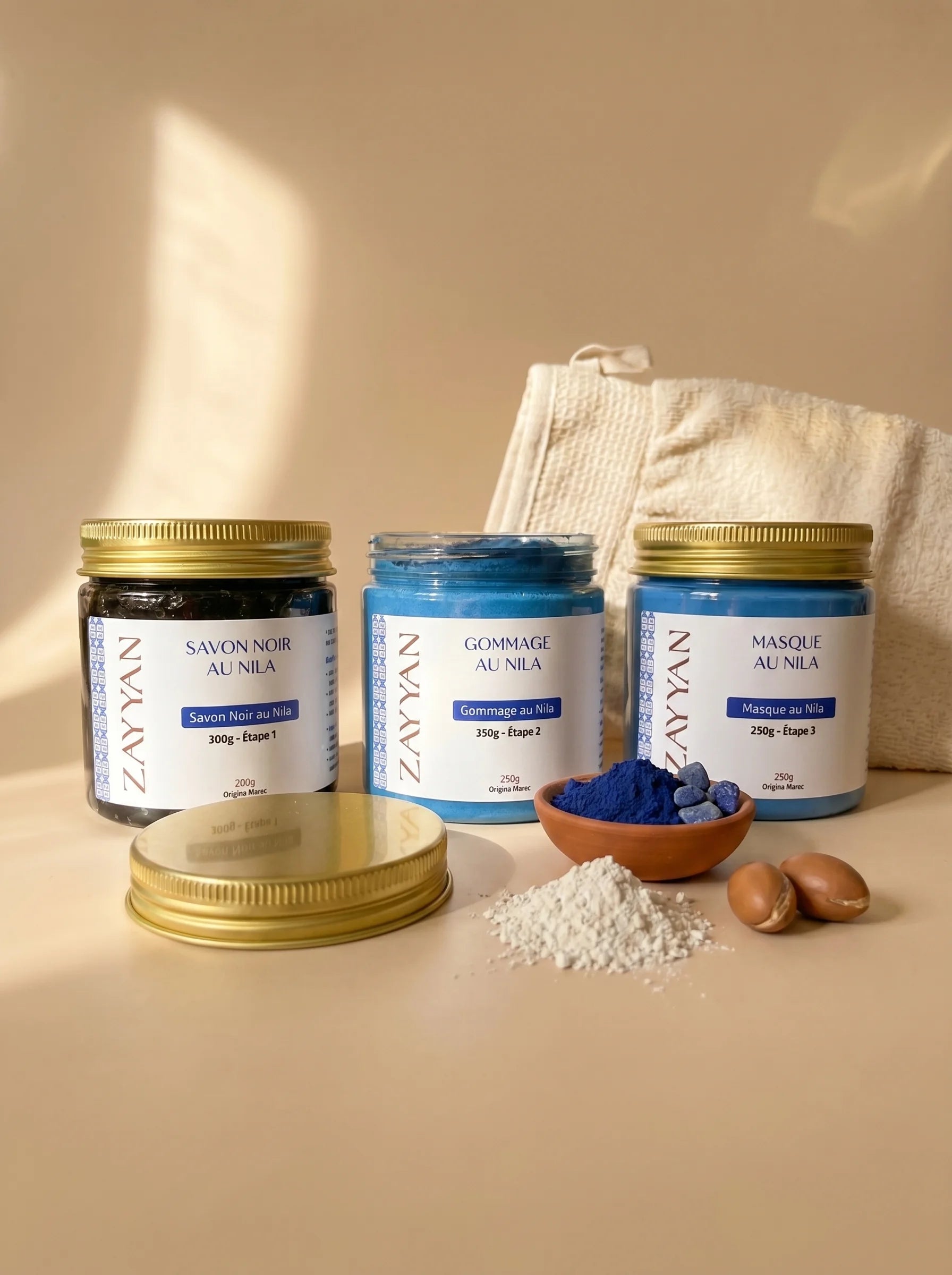 Pack Nila Bleu - Rituel Hammam au Nila du Maroc en 3 étapes