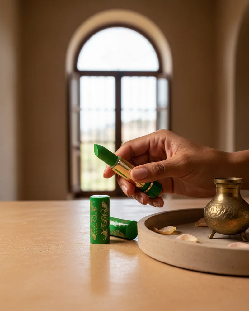 Rouge à lèvres marocain magique — bâtonnet vert — utilisation