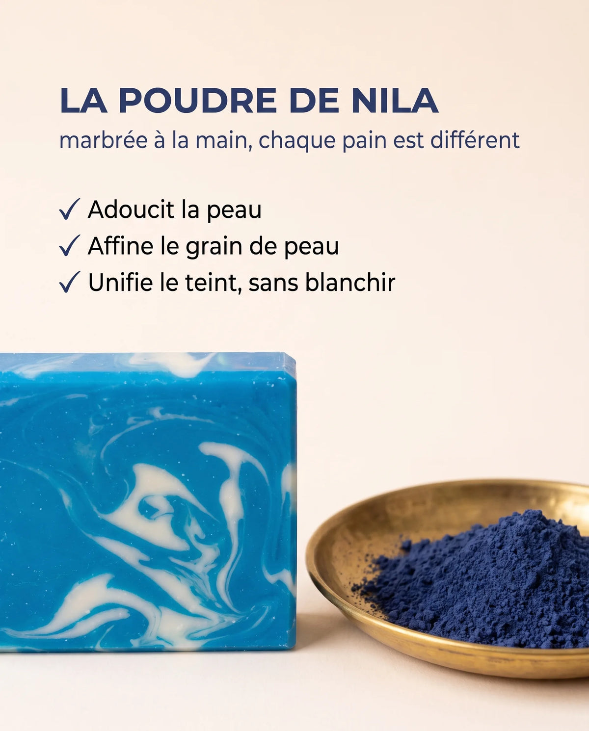 Poudre de Nila et ses bienfaits : adoucit la peau, affine le grain, unifie le teint sans blanchir