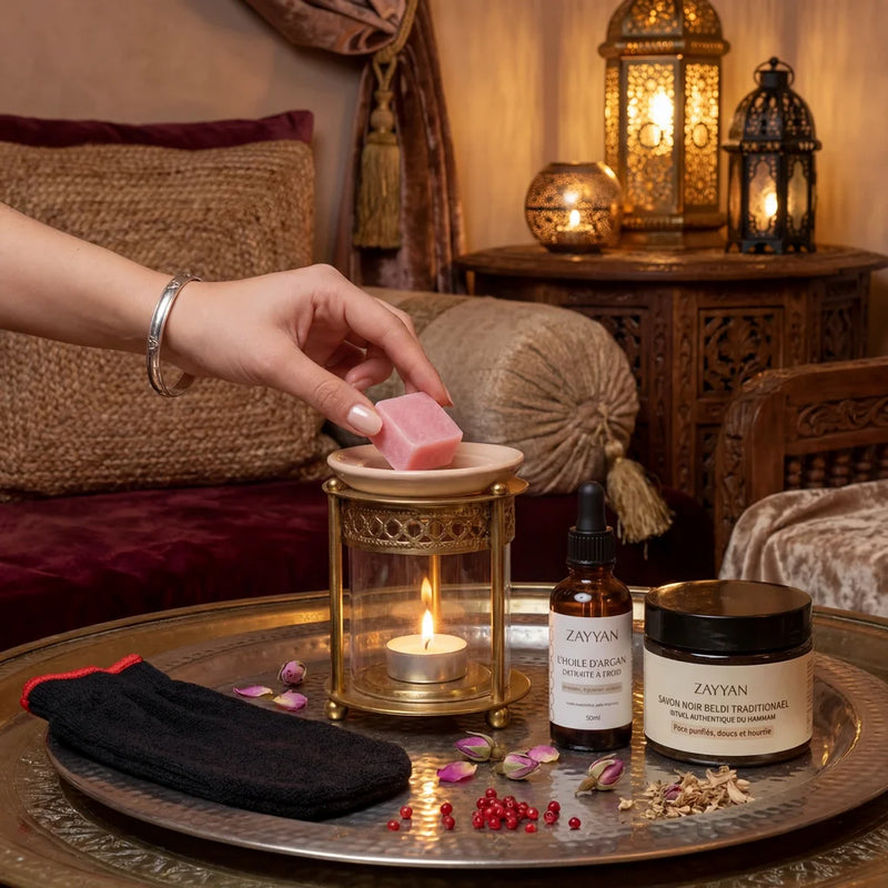 Coffret Rituel Hammam Zen - Carré d'ambre + Pack hammam — utilisation